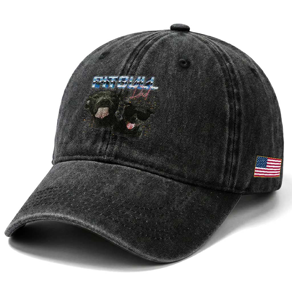 Pitbull Dad Washed Cotton Baseball Cap Funny Gift For Pitbull Lover TS12 Print Your Wear