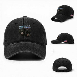 Pitbull Dad Washed Cotton Baseball Cap Funny Gift For Pitbull Lover TS12 Washed Cap Universal Fit Black Print Your Wear