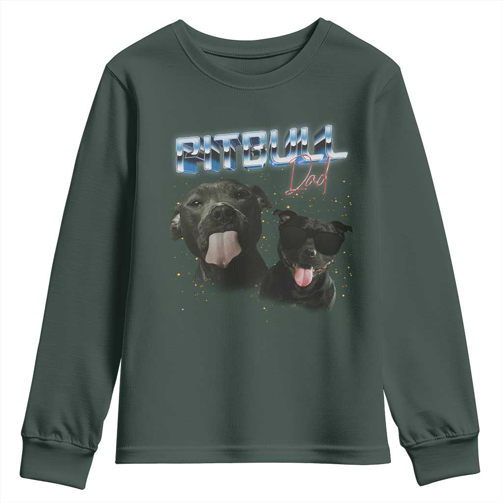 Pitbull Dad Youth Sweatshirt Funny Gift For Pitbull Lover TS12 Dark Forest Green Print Your Wear