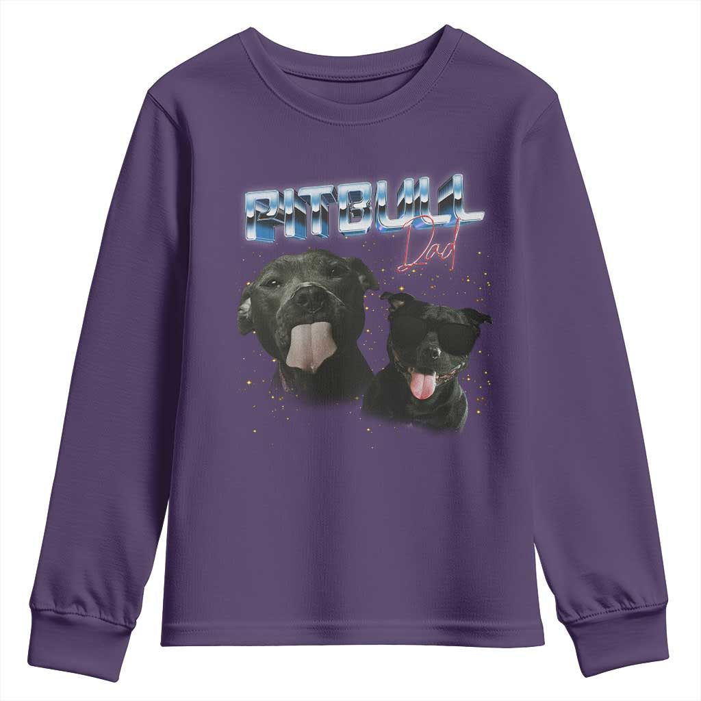 Pitbull Dad Youth Sweatshirt Funny Gift For Pitbull Lover TS12 Purple Print Your Wear
