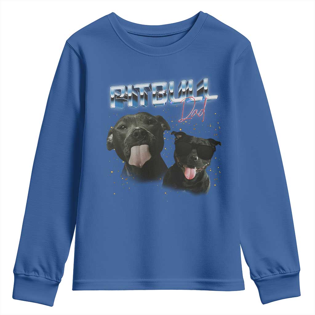Pitbull Dad Youth Sweatshirt Funny Gift For Pitbull Lover TS12 Royal Blue Print Your Wear