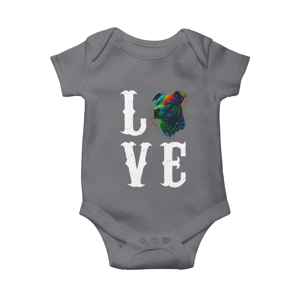 Colorful Pitbull Graphic Art For Dog Lover Baby Onesie TS12 Charcoal Print Your Wear