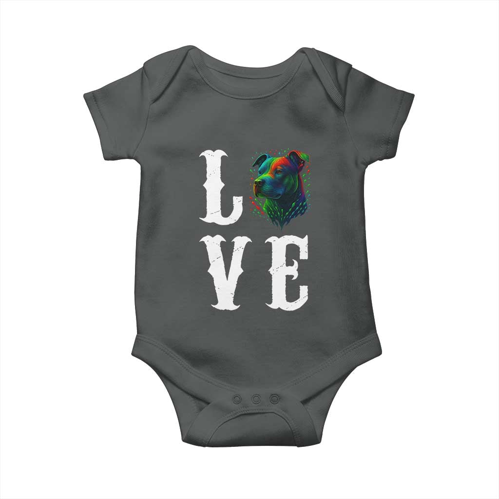 Colorful Pitbull Graphic Art For Dog Lover Baby Onesie TS12 Dark Heather Print Your Wear