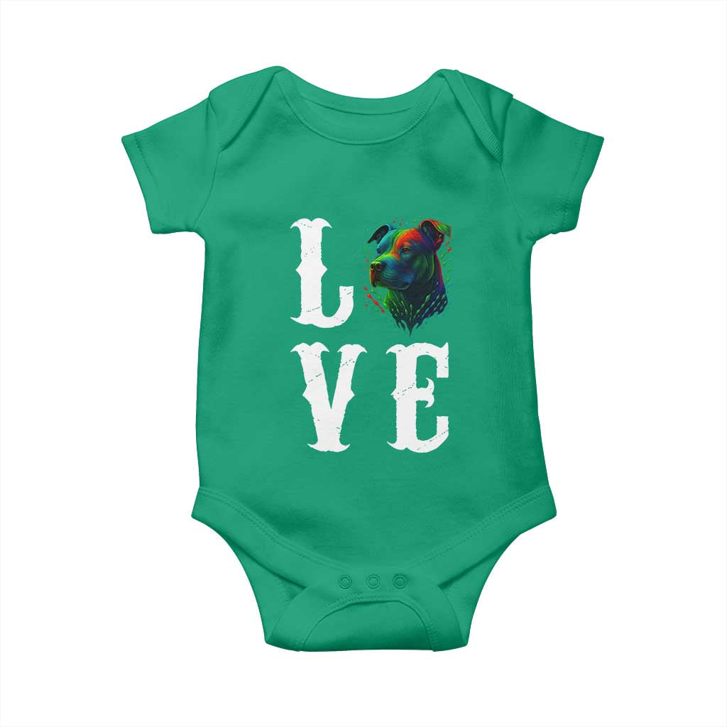 Colorful Pitbull Graphic Art For Dog Lover Baby Onesie TS12 Irish Green Print Your Wear