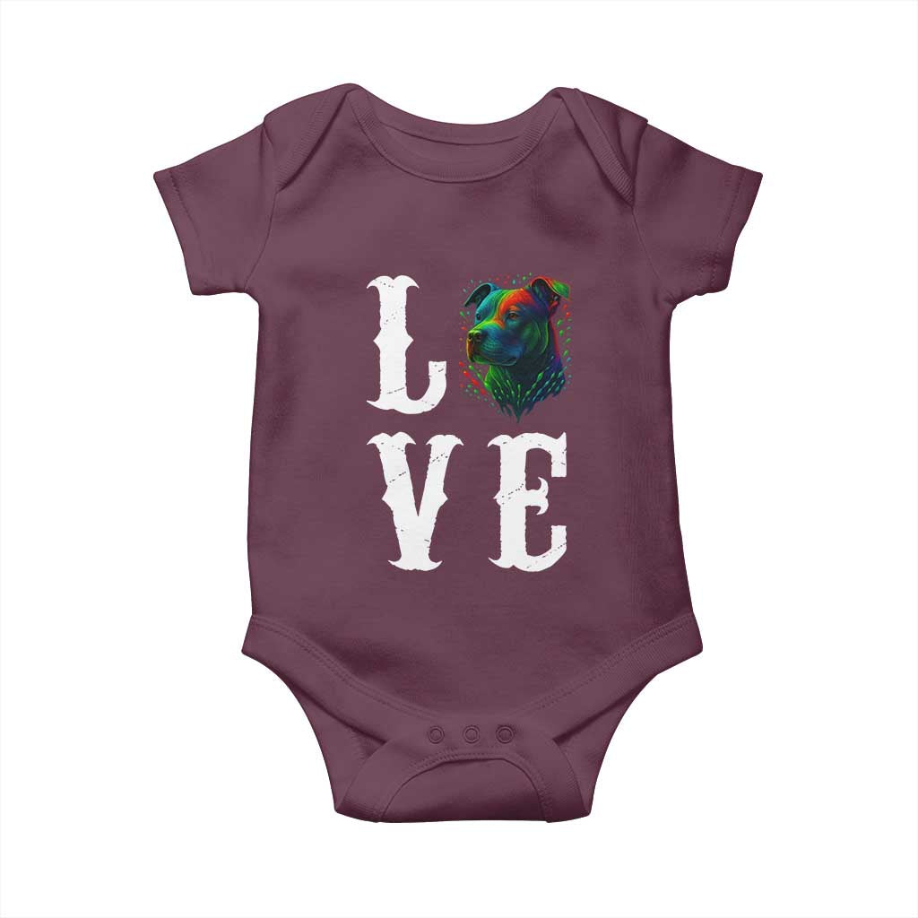Colorful Pitbull Graphic Art For Dog Lover Baby Onesie TS12 Maroon Print Your Wear