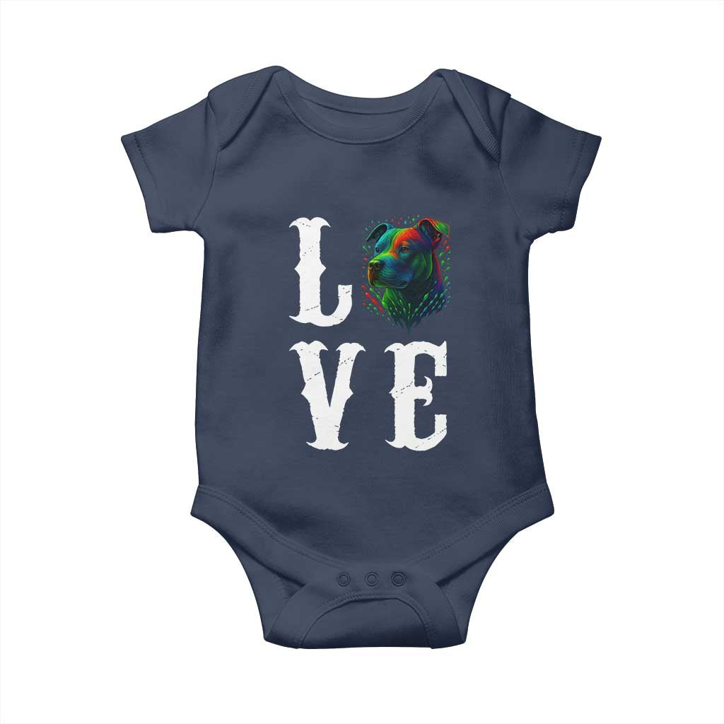 Colorful Pitbull Graphic Art For Dog Lover Baby Onesie TS12 Navy Print Your Wear