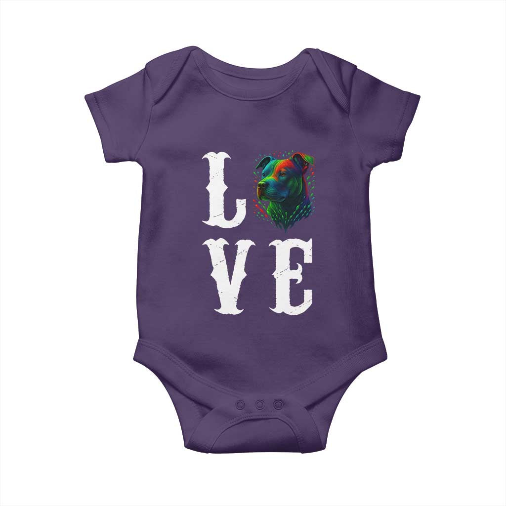 Colorful Pitbull Graphic Art For Dog Lover Baby Onesie TS12 Purple Print Your Wear