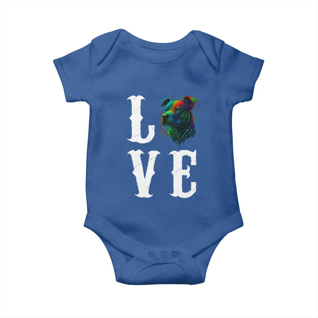 Colorful Pitbull Graphic Art For Dog Lover Baby Onesie TS12 Royal Blue Print Your Wear