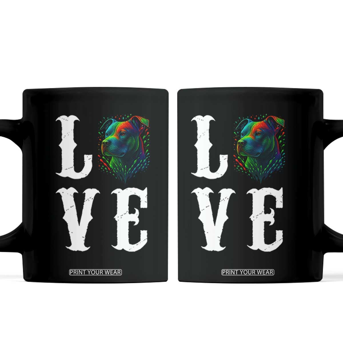 Colorful Pitbull Graphic Art For Dog Lover Coffee Mug TS12 Black Print Your Wear
