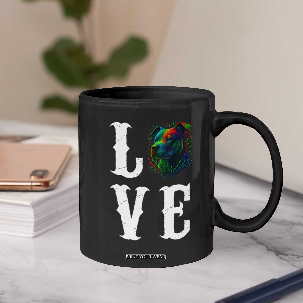 Colorful Pitbull Graphic Art For Dog Lover Coffee Mug TS12 Print Your Wear