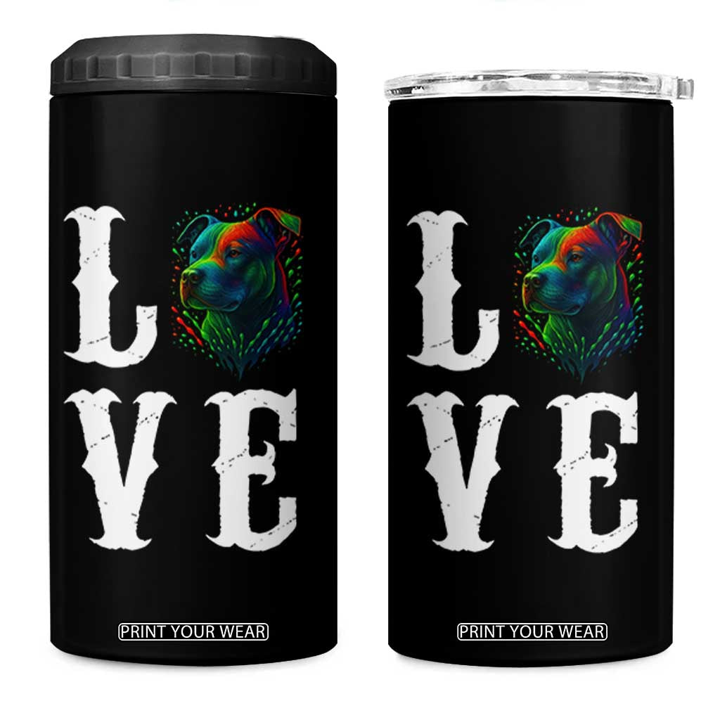 Colorful Pitbull Graphic Art For Dog Lover 4 in 1 Can Cooler Tumbler TS12 One Size: 16 oz Black Print Your Wear