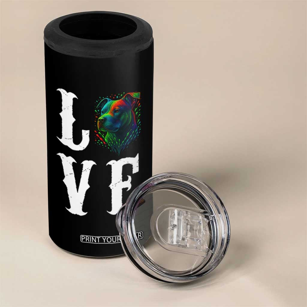 Colorful Pitbull Graphic Art For Dog Lover 4 in 1 Can Cooler Tumbler TS12 Print Your Wear