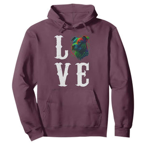 Colorful Pitbull Graphic Art For Dog Lover Hoodie TS12 Maroon Print Your Wear