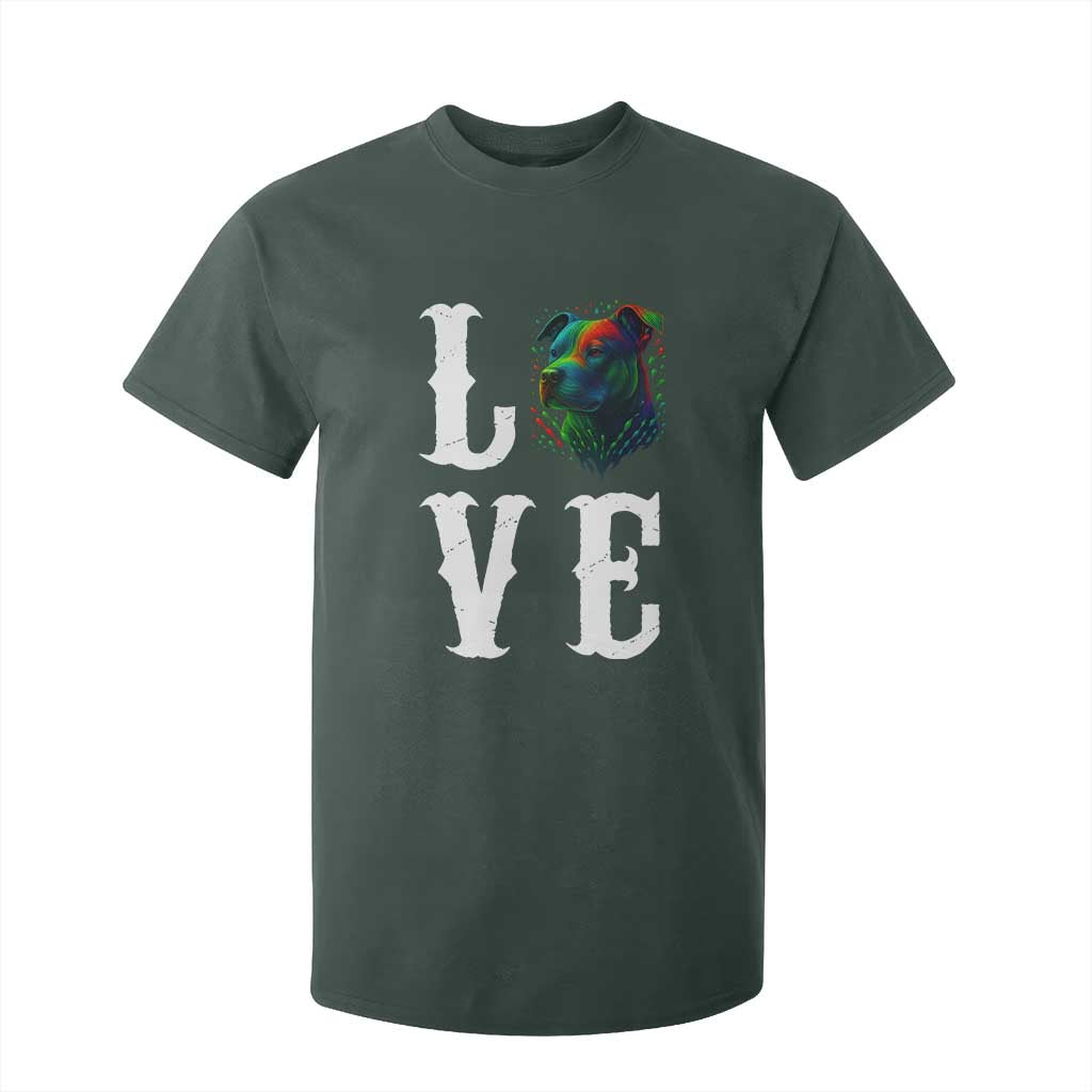 Colorful Pitbull Graphic Art For Dog Lover T Shirt For Kid TS12 Dark Forest Green Print Your Wear