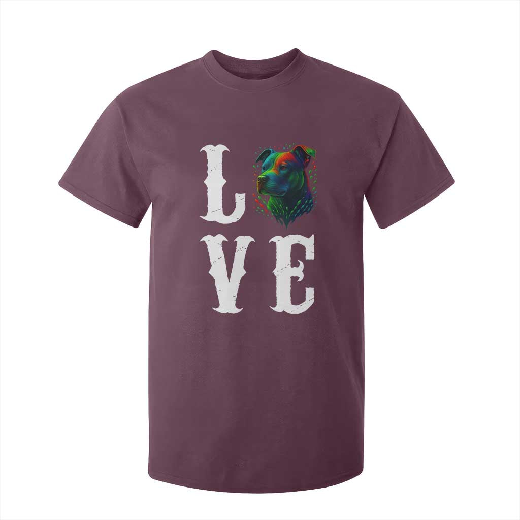 Colorful Pitbull Graphic Art For Dog Lover T Shirt For Kid TS12 Maroon Print Your Wear