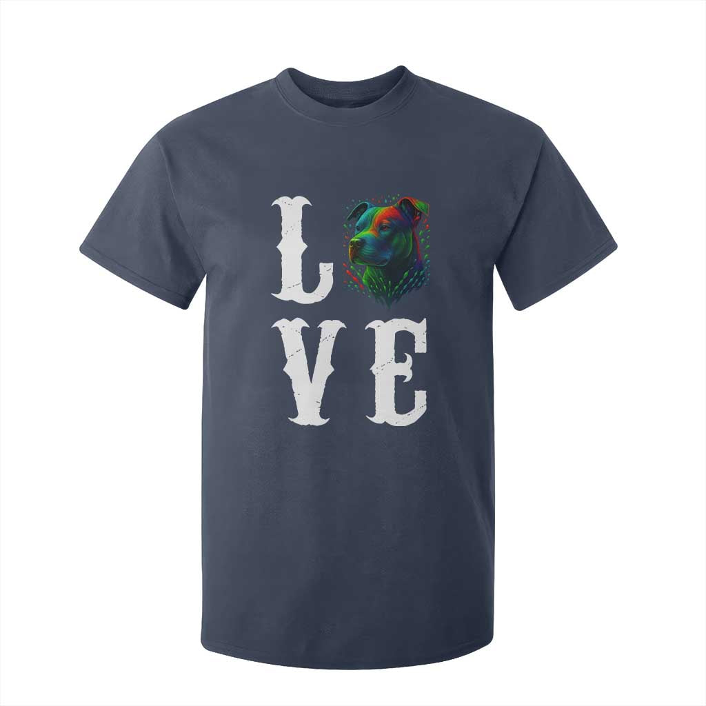 Colorful Pitbull Graphic Art For Dog Lover T Shirt For Kid TS12 Navy Print Your Wear