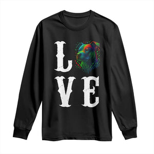 Colorful Pitbull Graphic Art For Dog Lover Long Sleeve Shirt TS12 Black Print Your Wear