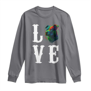 Colorful Pitbull Graphic Art For Dog Lover Long Sleeve Shirt TS12 Charcoal Print Your Wear