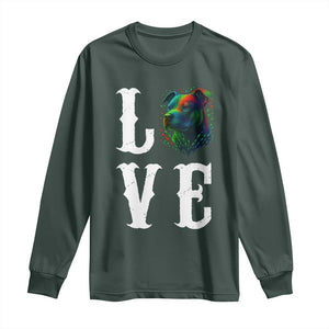 Colorful Pitbull Graphic Art For Dog Lover Long Sleeve Shirt TS12 Dark Forest Green Print Your Wear