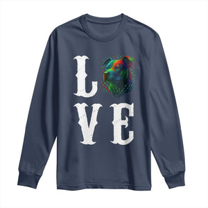Colorful Pitbull Graphic Art For Dog Lover Long Sleeve Shirt TS12 Navy Print Your Wear