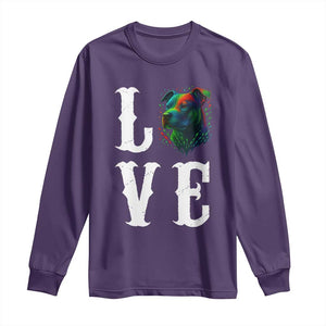 Colorful Pitbull Graphic Art For Dog Lover Long Sleeve Shirt TS12 Purple Print Your Wear