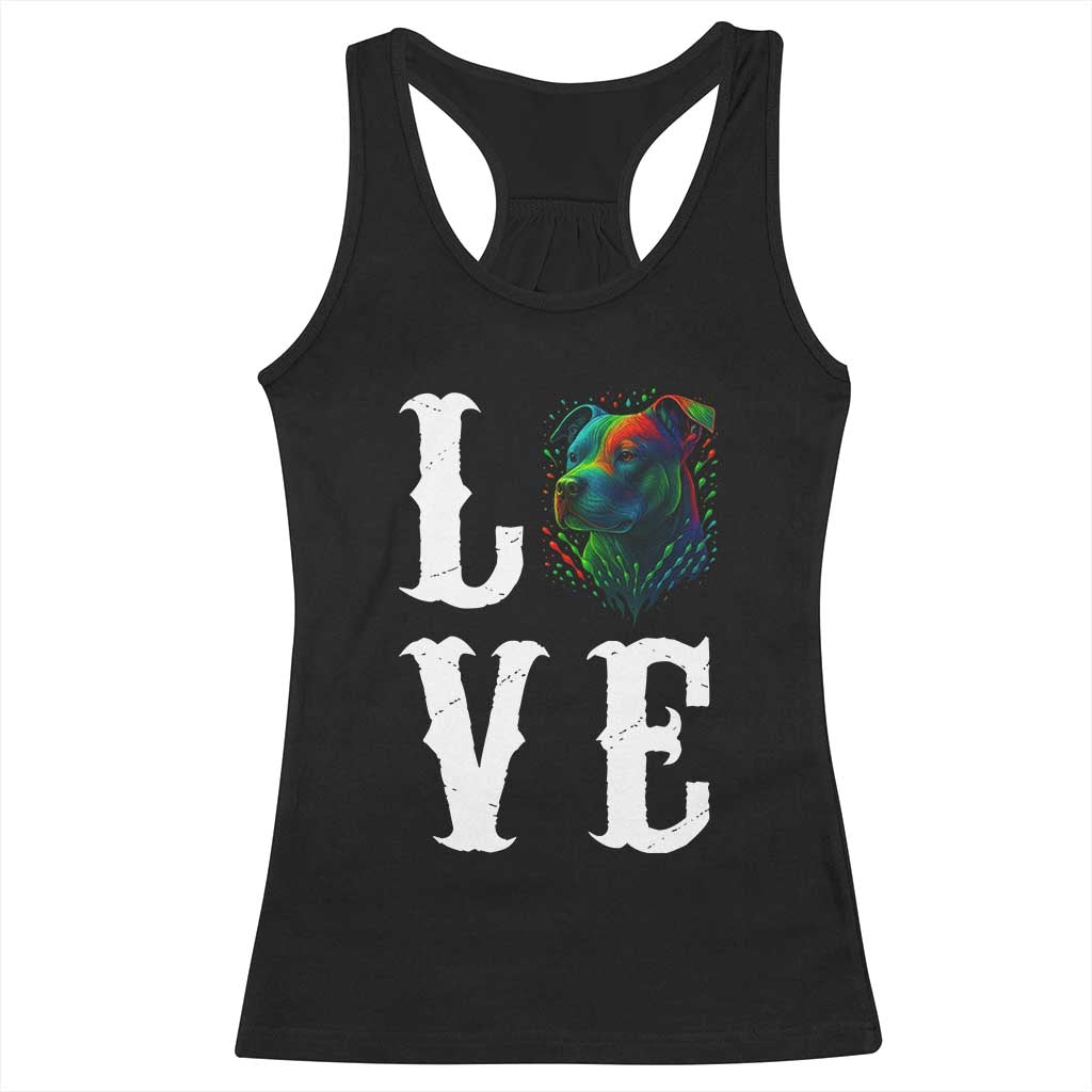 Colorful Pitbull Graphic Art For Dog Lover Racerback Tank Top TS12 Black Print Your Wear