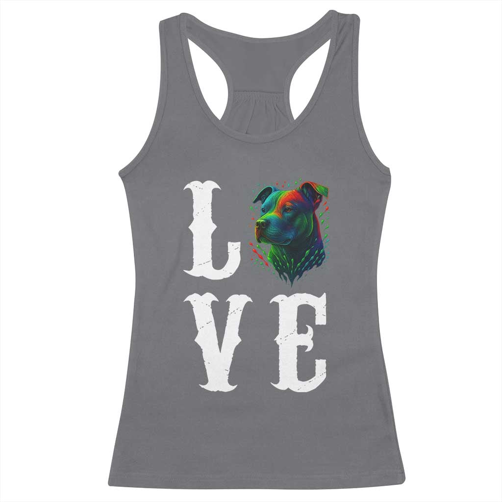 Colorful Pitbull Graphic Art For Dog Lover Racerback Tank Top TS12 Charcoal Print Your Wear