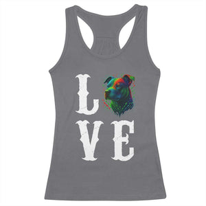 Colorful Pitbull Graphic Art For Dog Lover Racerback Tank Top TS12 Charcoal Print Your Wear