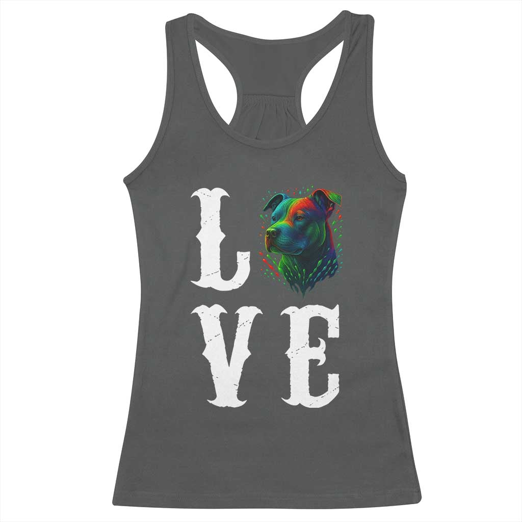 Colorful Pitbull Graphic Art For Dog Lover Racerback Tank Top TS12 Dark Heather Print Your Wear