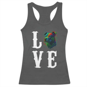 Colorful Pitbull Graphic Art For Dog Lover Racerback Tank Top TS12 Dark Heather Print Your Wear