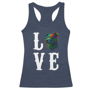 Colorful Pitbull Graphic Art For Dog Lover Racerback Tank Top TS12 Navy Print Your Wear