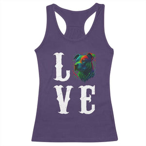 Colorful Pitbull Graphic Art For Dog Lover Racerback Tank Top TS12 Purple Print Your Wear