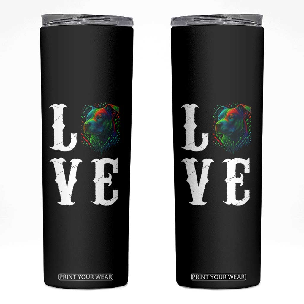 Colorful Pitbull Graphic Art For Dog Lover Skinny Tumbler TS12 Black Print Your Wear
