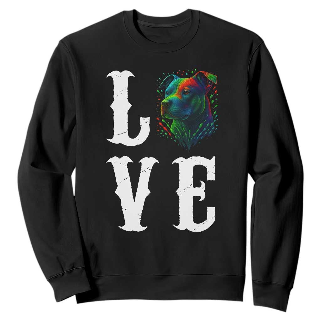 Colorful Pitbull Graphic Art For Dog Lover Sweatshirt TS12 Black Print Your Wear