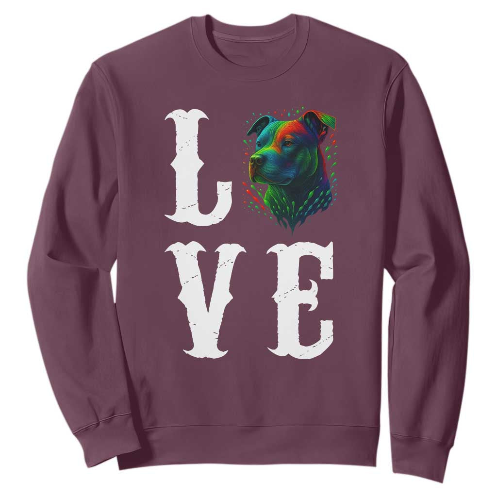 Colorful Pitbull Graphic Art For Dog Lover Sweatshirt TS12 Maroon Print Your Wear