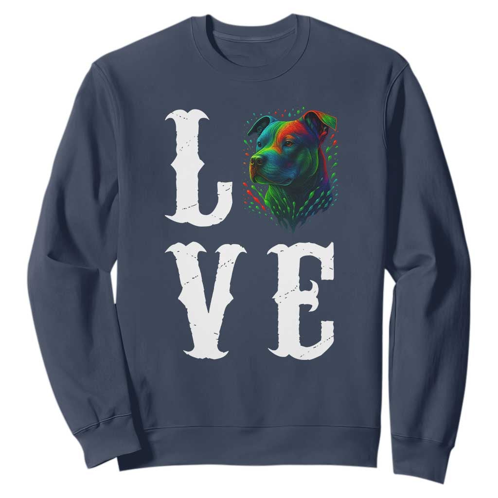 Colorful Pitbull Graphic Art For Dog Lover Sweatshirt TS12 Navy Print Your Wear