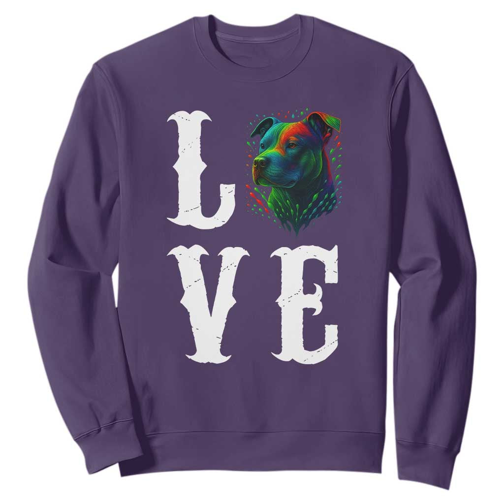 Colorful Pitbull Graphic Art For Dog Lover Sweatshirt TS12 Purple Print Your Wear