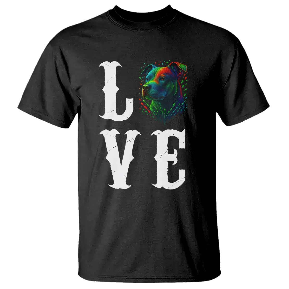 Colorful Pitbull Graphic Art For Dog Lover T Shirt TS12 Black Print Your Wear