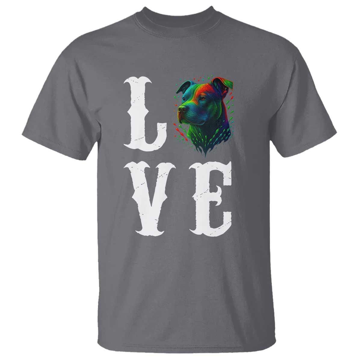 Colorful Pitbull Graphic Art For Dog Lover T Shirt TS12 Charcoal Print Your Wear
