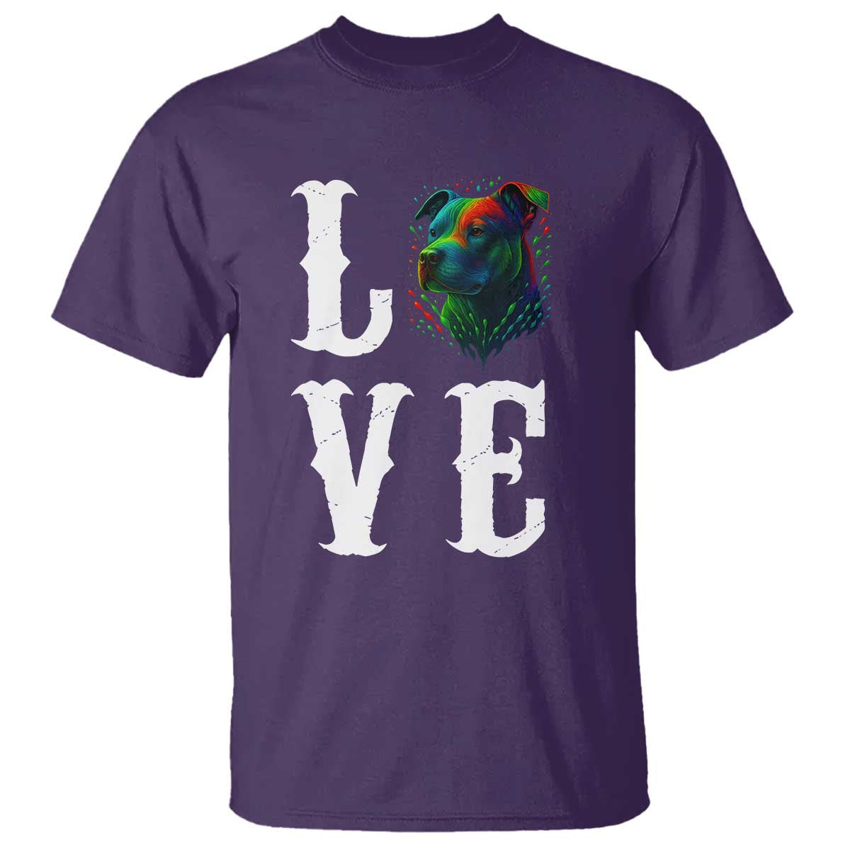 Colorful Pitbull Graphic Art For Dog Lover T Shirt TS12 Purple Print Your Wear
