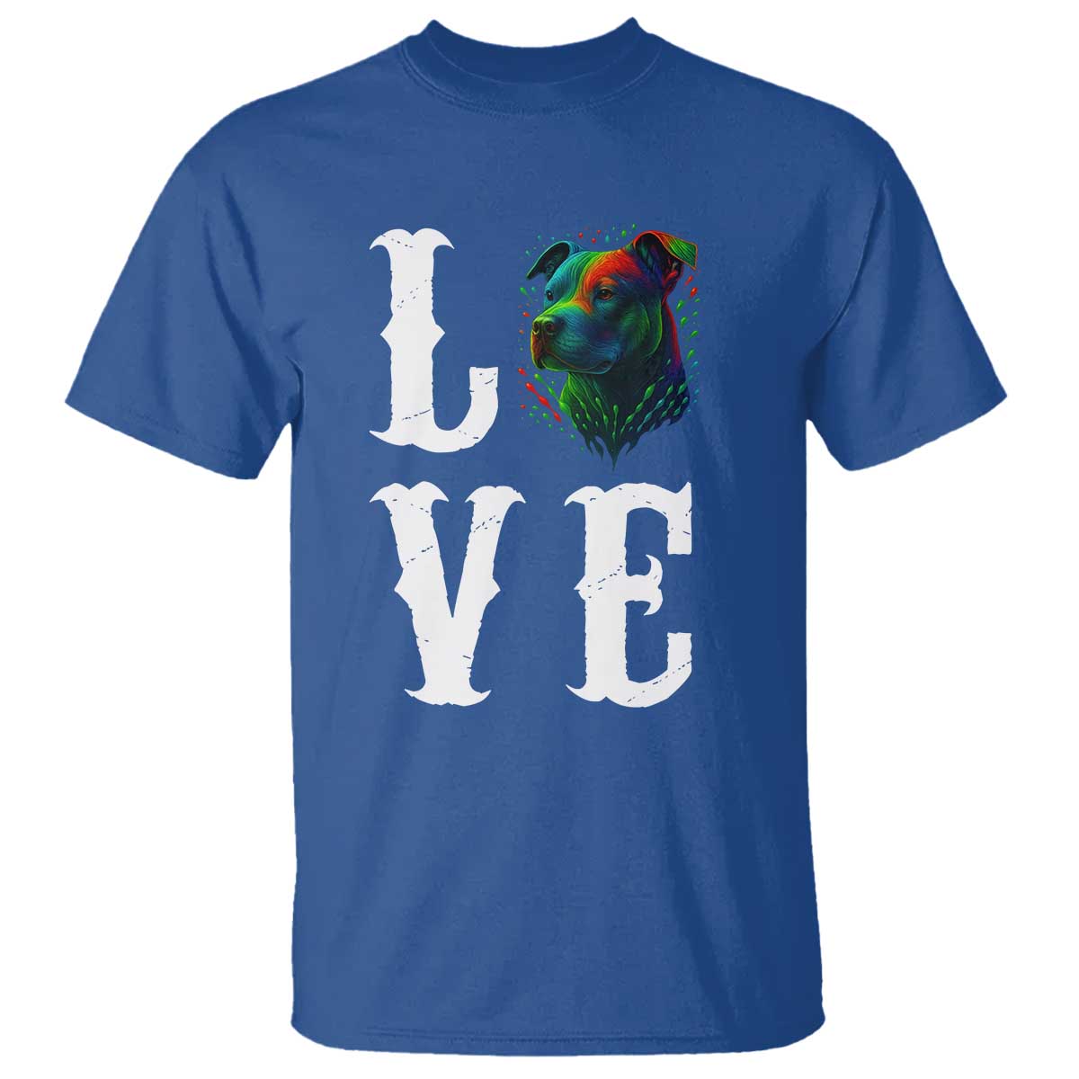 Colorful Pitbull Graphic Art For Dog Lover T Shirt TS12 Royal Blue Print Your Wear