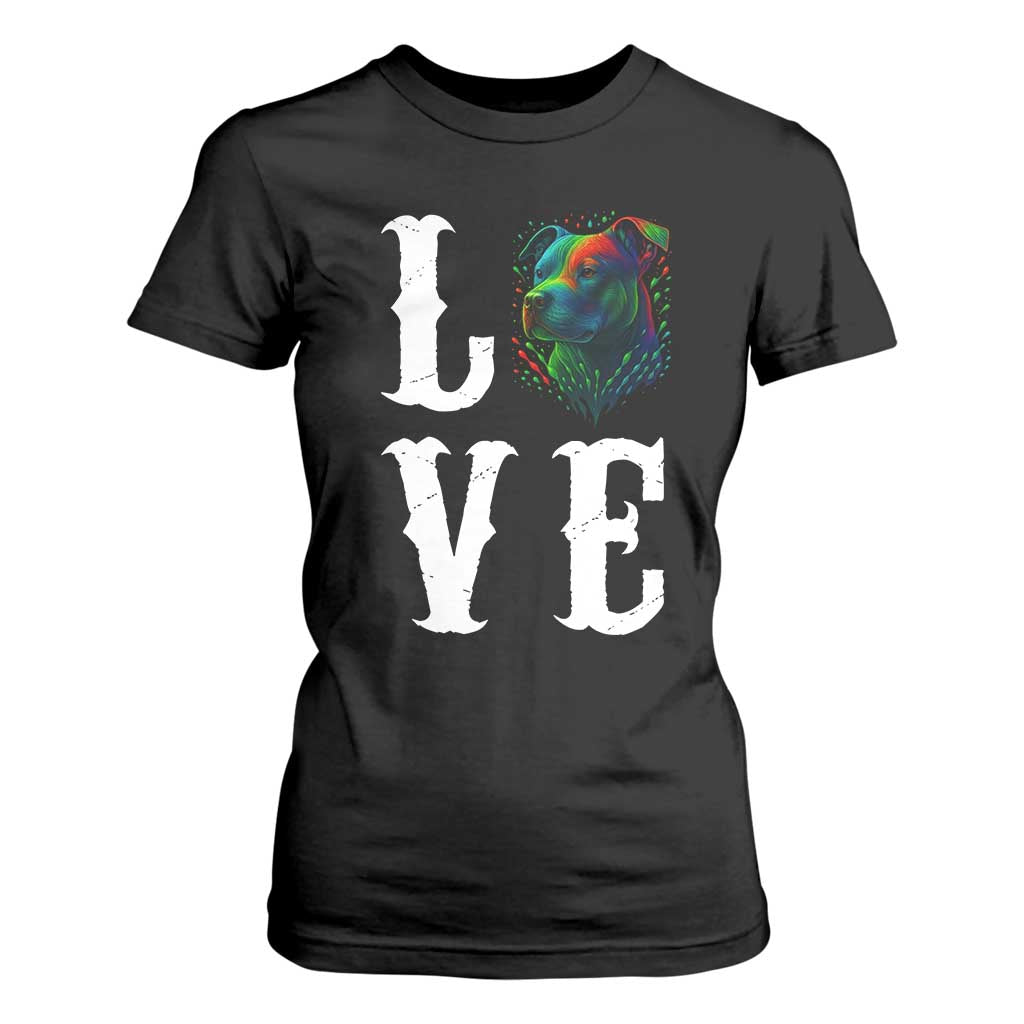 Colorful Pitbull Graphic Art For Dog Lover T Shirt For Women TS12 Black Print Your Wear
