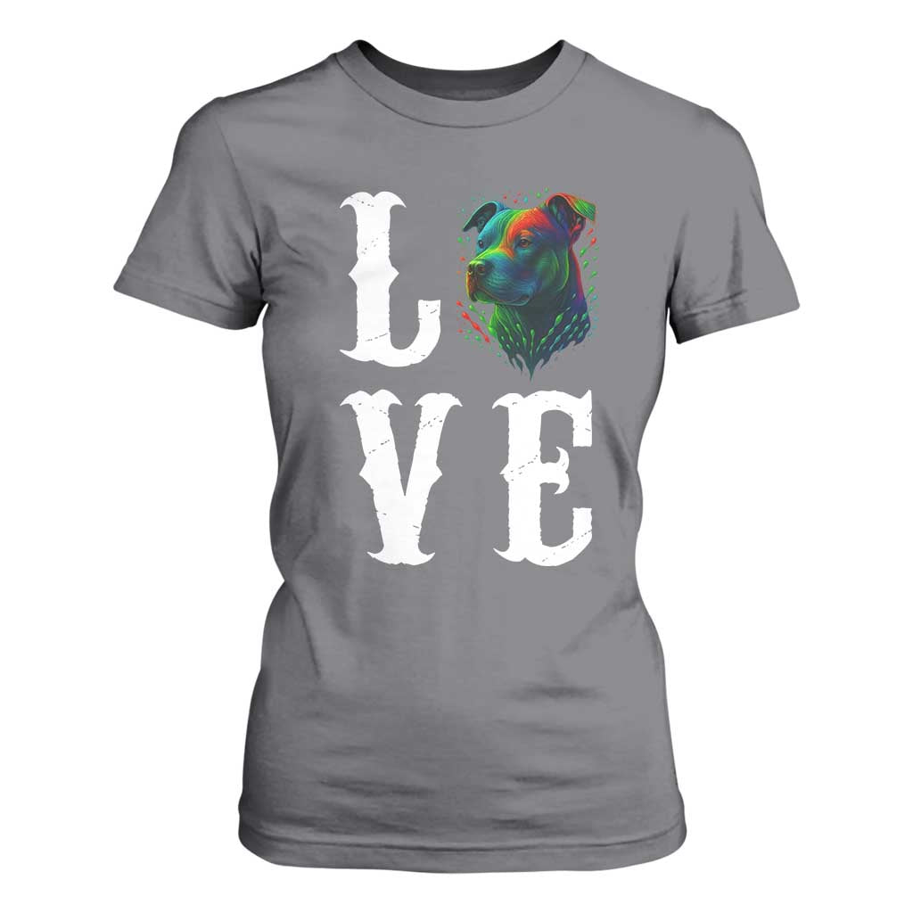 Colorful Pitbull Graphic Art For Dog Lover T Shirt For Women TS12 Charcoal Print Your Wear