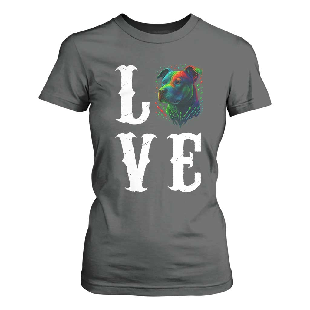 Colorful Pitbull Graphic Art For Dog Lover T Shirt For Women TS12 Dark Heather Print Your Wear