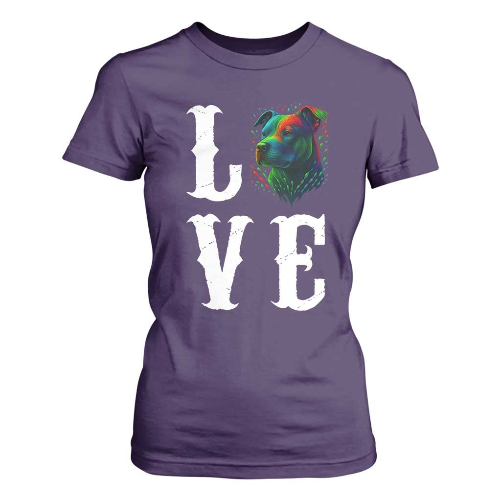 Colorful Pitbull Graphic Art For Dog Lover T Shirt For Women TS12 Purple Print Your Wear