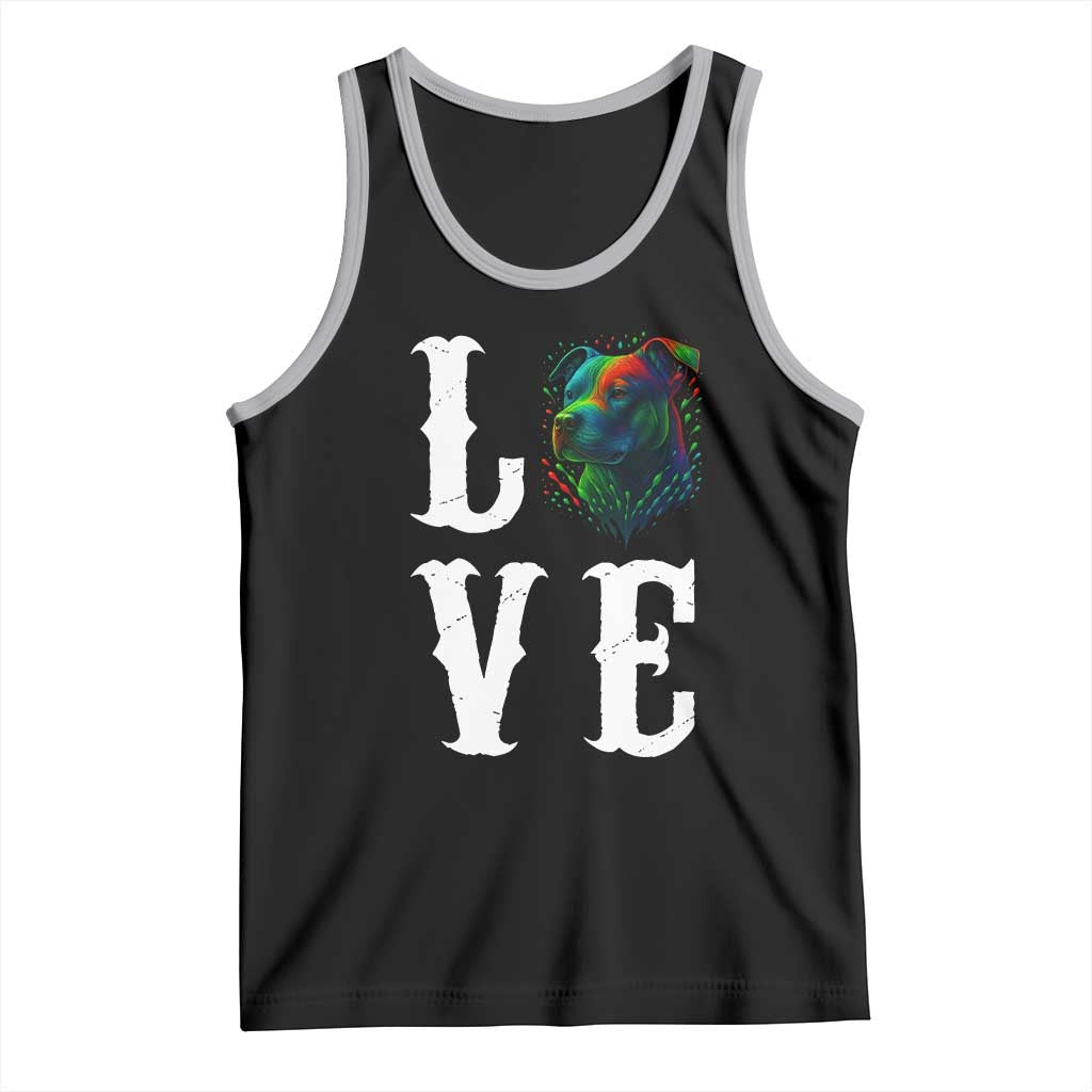 Colorful Pitbull Graphic Art For Dog Lover Tank Top TS12 Black Athletic Heather Print Your Wear