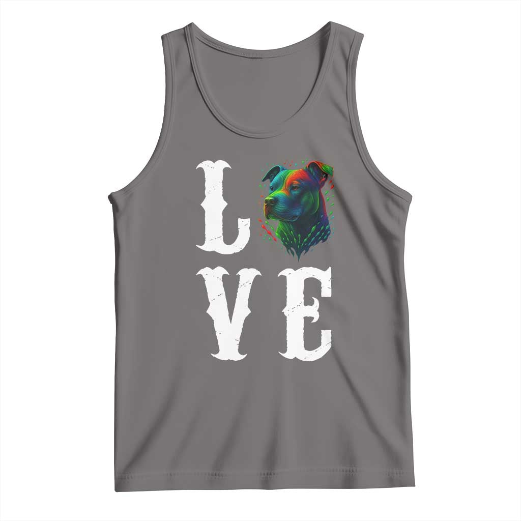 Colorful Pitbull Graphic Art For Dog Lover Tank Top TS12 Deep Heather Print Your Wear