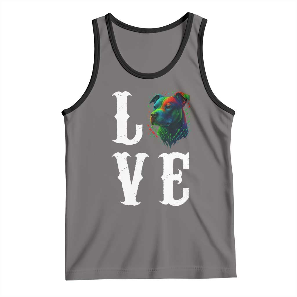 Colorful Pitbull Graphic Art For Dog Lover Tank Top TS12 Deep Heather Black Print Your Wear