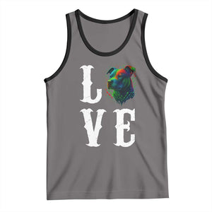 Colorful Pitbull Graphic Art For Dog Lover Tank Top TS12 Deep Heather Black Print Your Wear