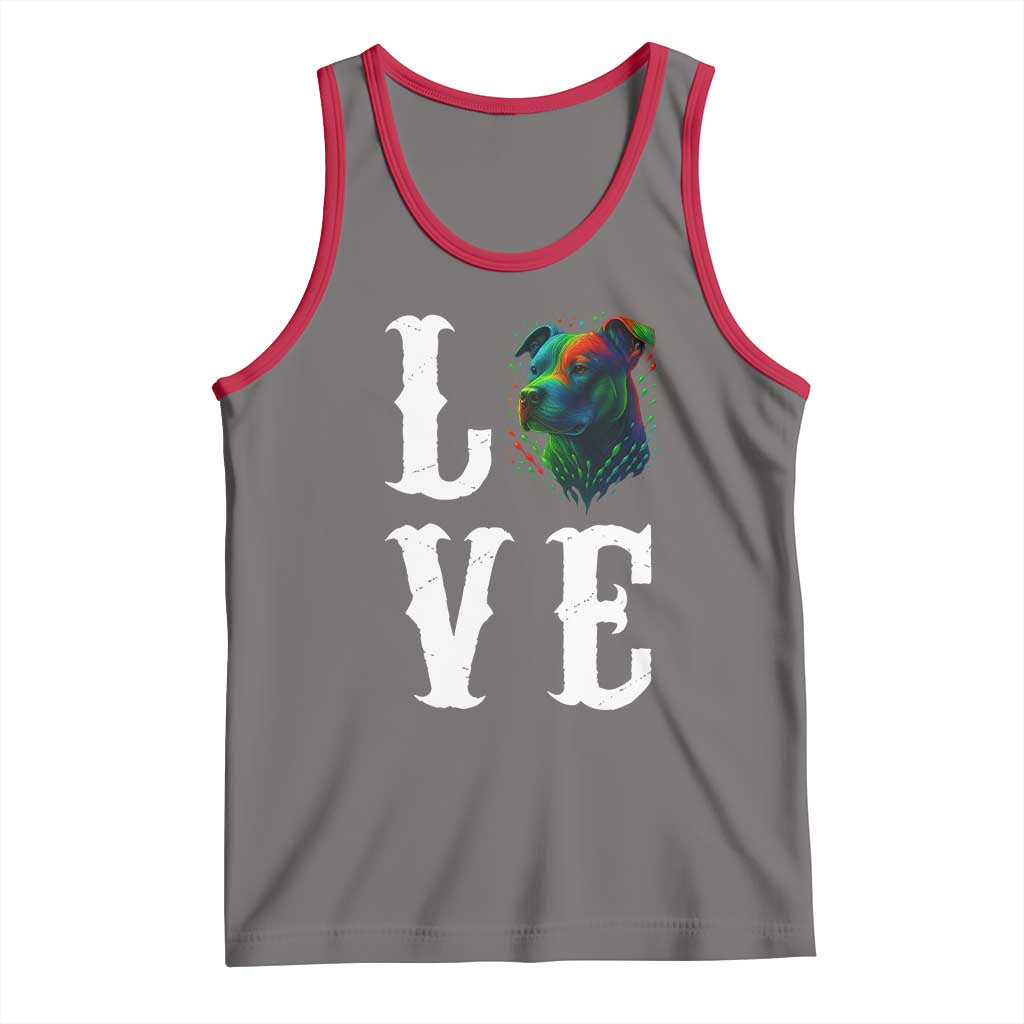 Colorful Pitbull Graphic Art For Dog Lover Tank Top TS12 Deep Heather Red Print Your Wear